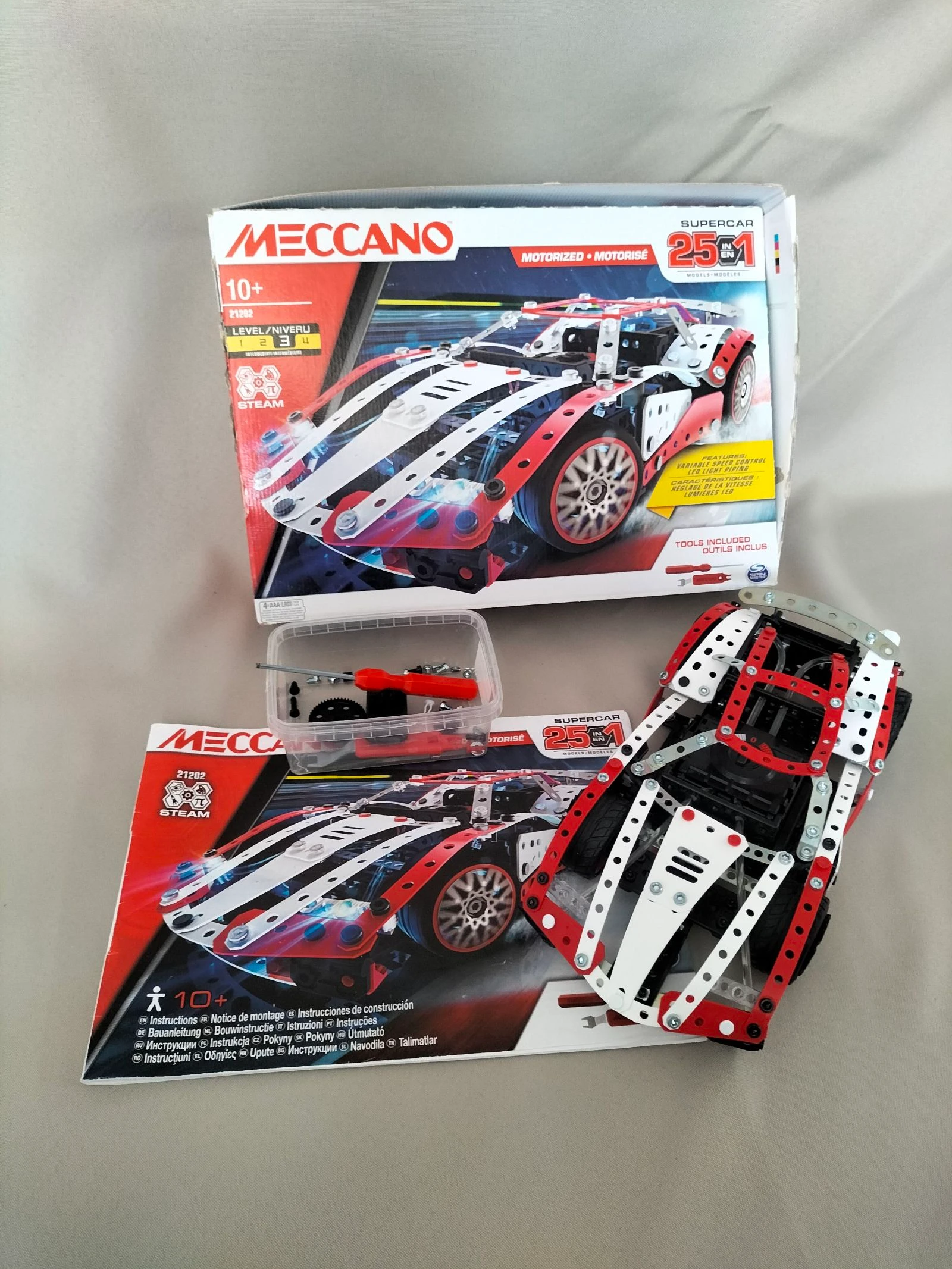 Jeu de Construction Supercars 25 Modèles Motorisés 10 ans | Meccano | Complet | 347 pièces